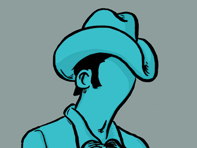 The Unknown Stranger button cartoon cowboy faceless illustration