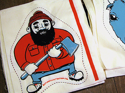 Plush Bunyan cartoon illustration paul bunyan plush screenprint