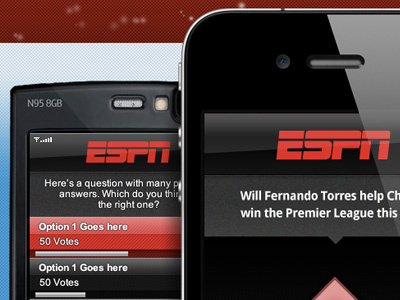 Detail examples of ESPN mobile voting app app black espn iphones mobile nokia symbian