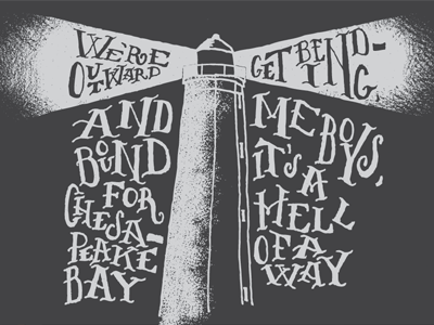 Virginia Beach cape henry chesapeake bay hand drawn lettering lighthouse sea shanty texture virginia