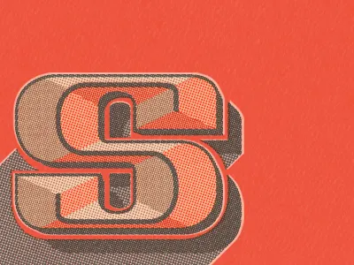 T Y P E F I G H T "S" beveled custom lettering halftone s type typefight