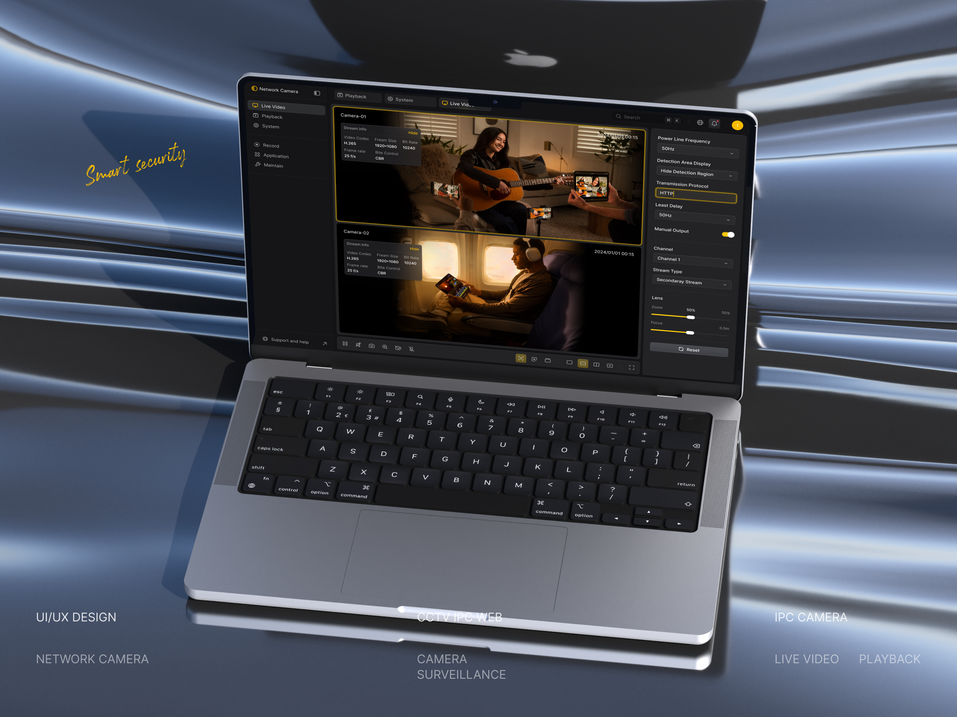 Network Camera Web camera cctv dark dashboard design intuitivedesign ipc networkcamera professionaltools streammanagement ui videomonitoring web web design website