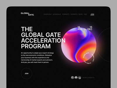 Global gate — international acceleration program acceleration program business dark ui event innovation landing neon promo page ui ux web design website