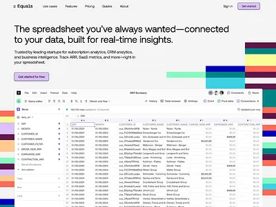 New website for Equals branding design equals marketing saas spreadsheet video website