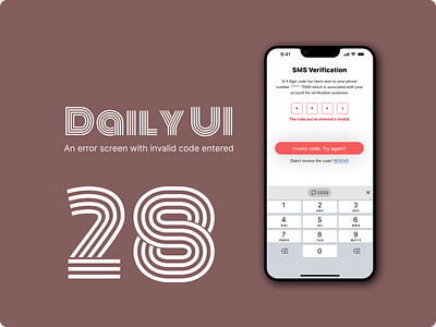 90 Days UI Challenge - #28 | An Error Screen with Invalid Code app design product card product design typography ui