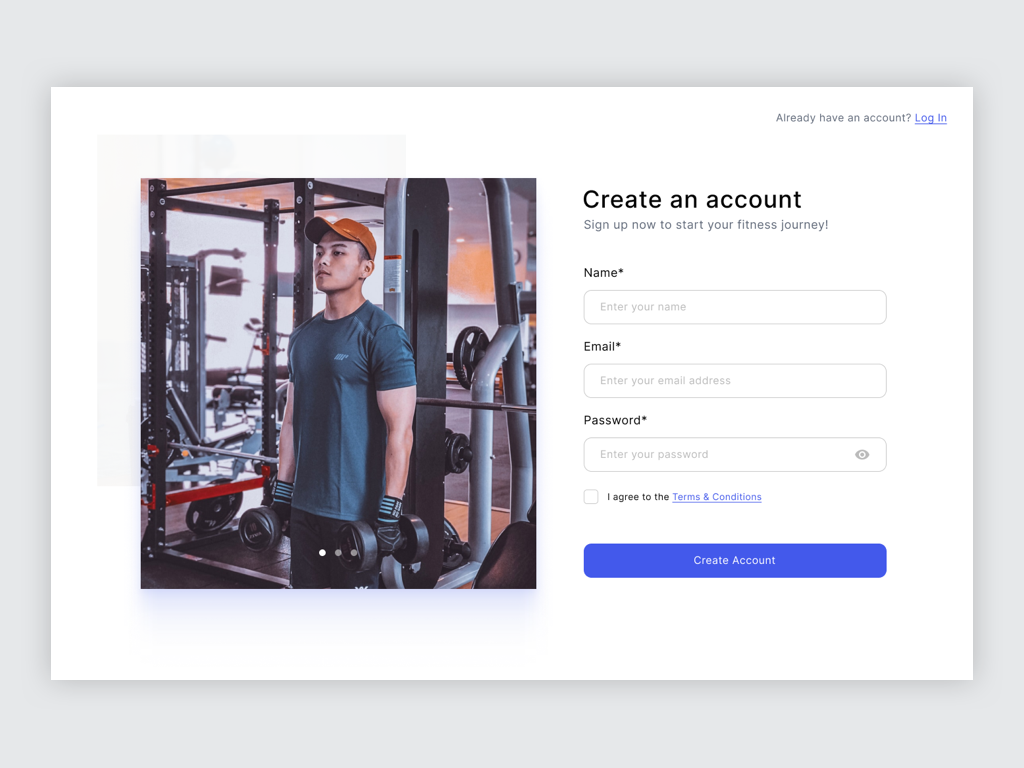 Create an account app clean design flat ui ux
