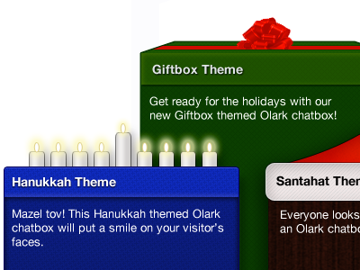 Olark Holiday Themes christmas gift hanukkah holidays olark ui