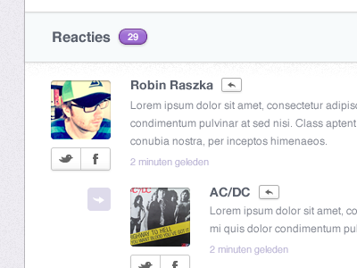 Comments buttons clean collections comments interface purple ui