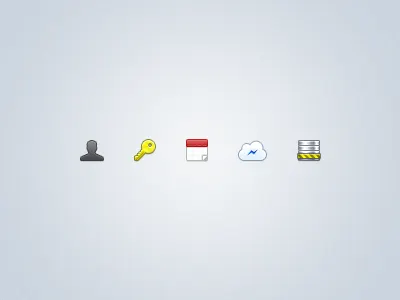 Settings Toolbar Icons account calendar cloud data database icons key toolbar user