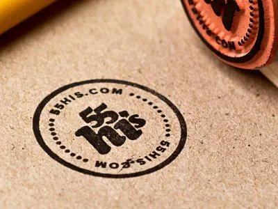 Stamp! 55his black circle icon kraft logo rubber seal simple stamp