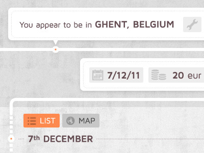 You appear almanac date event eventguide guide icons list location map orange timeline