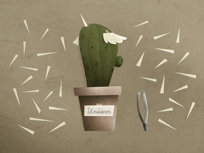 Unicorn absurd illustration retro