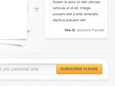 aCowork Website cowork home page landing page orange paper subscribe website