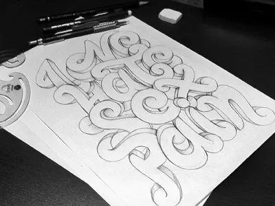 LOVE-HATE-SEX-PAIN design drawing illustration lettering music pencil texture type typography