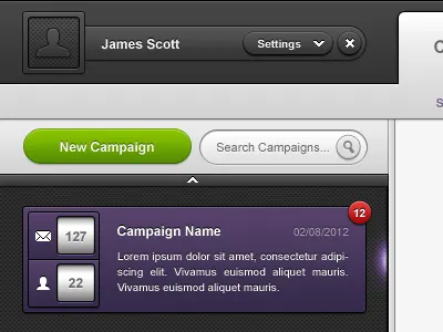 BuzzBuilder - Marketing Application clean dark gui interface marketing ui