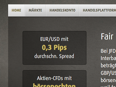 Navigation and Start Page Teaser brown css dark ff dax financial html texture website