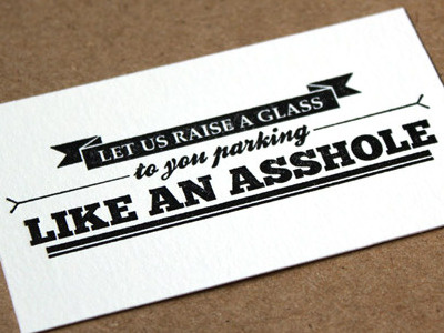 Parking business card letterpress print typography