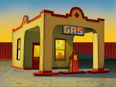 Gas Station Final gas illustration look station vintage