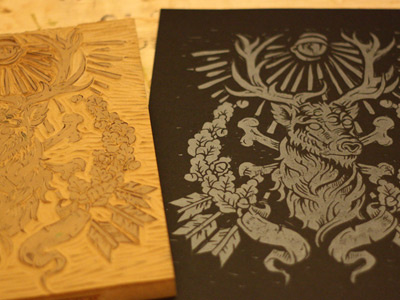 Honor: Print americana art block print castle deer derrick derrick castle design drawing graphic design illustration linoblock nashville nashvillemafia straw castle woodblock