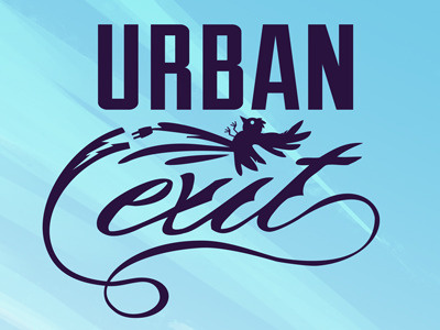 Urban Exit Logo bird blue creative drawn electricity exit hand jay merryweather lightning logo script urban utah