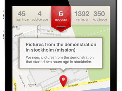 App for Swedish Magazine button citizen journalism design gray holger hyperisland magazine red sweden ui