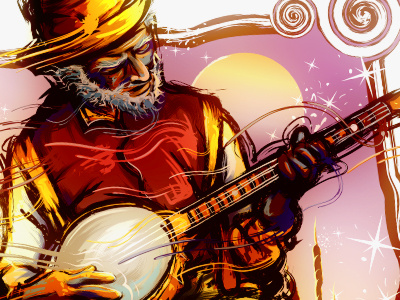 Old Time Banjo banjo illustration old time music vector