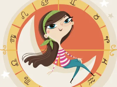 Zodiac book cover digital girl illustration vector zodiac