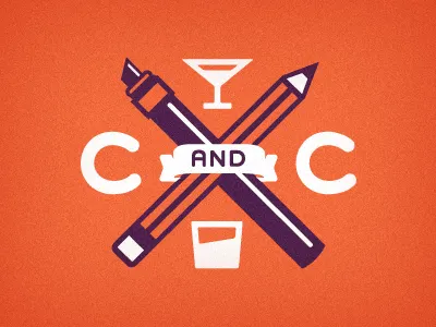 Cocktails and Creatives aiga jacksonville cocktails creatives illustration logo mark marker martini orange pencil purple ribbon white