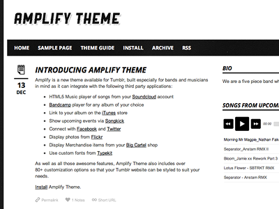 Amplify Theme audio black helveticons lost type mp3 player open sans ranger soundcloud tumblr white