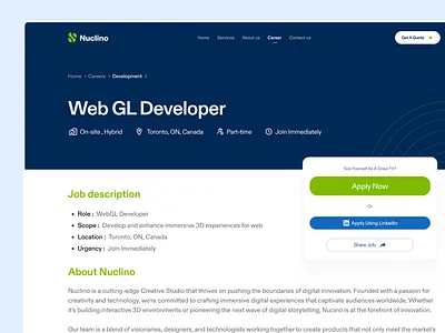 Nuclino Job Details Page agency branding design landingpage ui ux