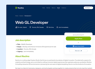 Nuclino Job Details Page agency branding design landingpage ui ux