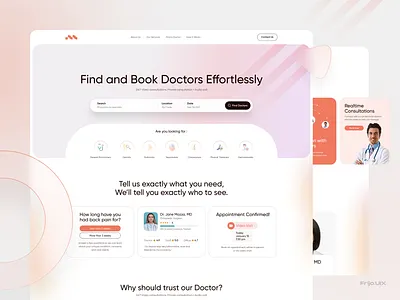 Website Design: Book Doctors Effortlessly animation app design motion graphics ui ui design uiux website