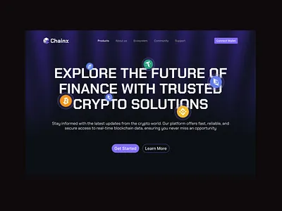 Crypto Website Hero Section bitcoin crypto dailyux dark mode design etherium hero section ethreum figma home page interface ui uiux ux uxlife webs website