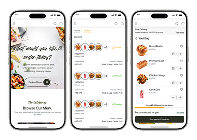 Food E-commerce Home Page and Order Screens clean design ecommerce food luxury minimalistic mobile restaurant ui ux