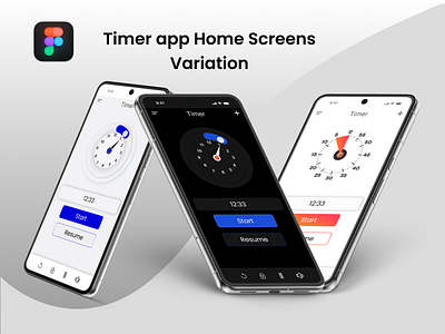 Timer app Home Screens Variation figma graphic design motion graphics ui ux xd