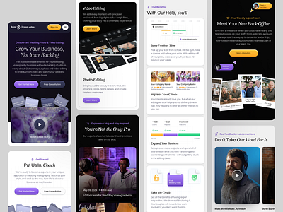 Bride&Groom. Website Redesign. Responsive about ai artificial backlog banner blog cards editing filmmaker hero intelligence interface mobile photo responsive review team video videographer website