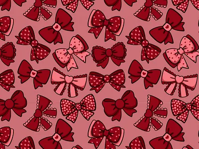 Valentine Bow | patterns set background bow coquette cute design girly graphic design illustration lace pink red ribbon romantic seamless pattern sweet valentine valentines day vector vector illustration wedding