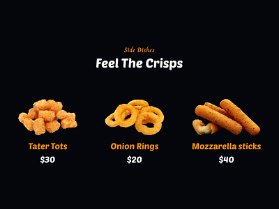 Side Dishes Section – Crispy Delights at BurgerHub branding burger restaurant dark theme ui digital design figma design food website food website design graphic design menu design restaurant website ui ui ux design web design website design