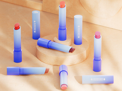 Azure Makeup - Lipstick 3D Render 3d 3d modeling animation beauty beauty packaging branding c4d cosmetic branding cosmetics graphic design lipstick logo makeup makeup branding motion graphics packaging product photography product render skincare wellness