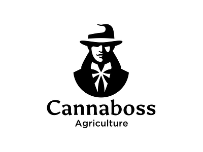 Cannaboss boss branding brutal clean design face gang gangster leaf logo male man mob portrait shadow