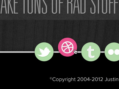 Footer exploration icons layout personal typography web