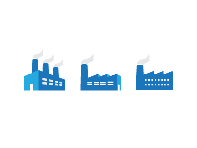 Factories blue factory gray icon