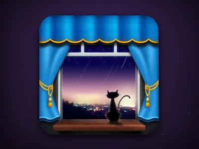 Good night app gui icon night star ui window wood