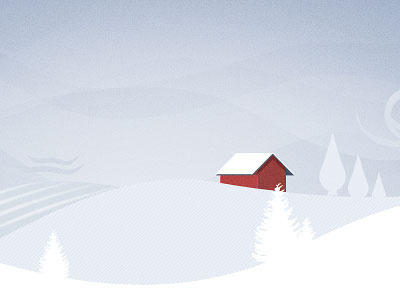 First Shot house illustration red snow trees winter