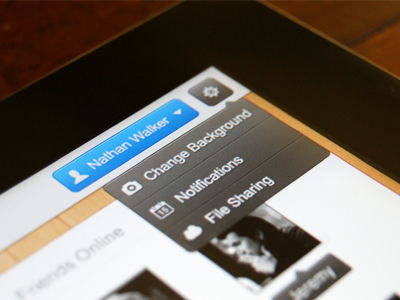 iOS App account app back blue chat dropdown edit grey icons ios ipad nathan walker sallee skiles ui