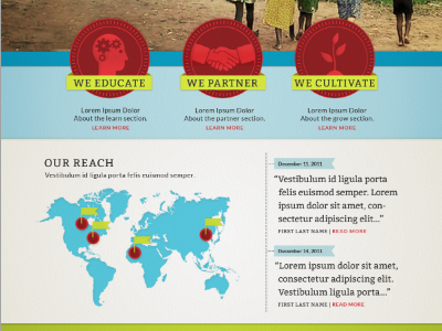 Website Concept for Global Health iconography map nonprofit website