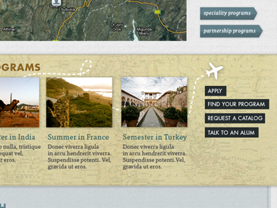 Study Abroad 2 buttons map planes texture