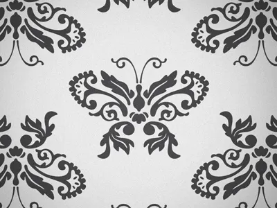 Butterfly Damask - Second Try butterfly damask original pattern repeating vector wallpaper