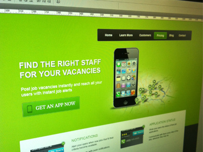 Recruiment App Website app green grey iphone website white