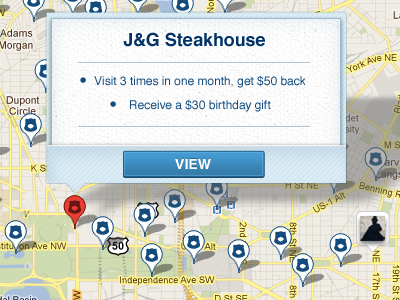Loyalty Cloud map pop-up loyalty cards map markers maps